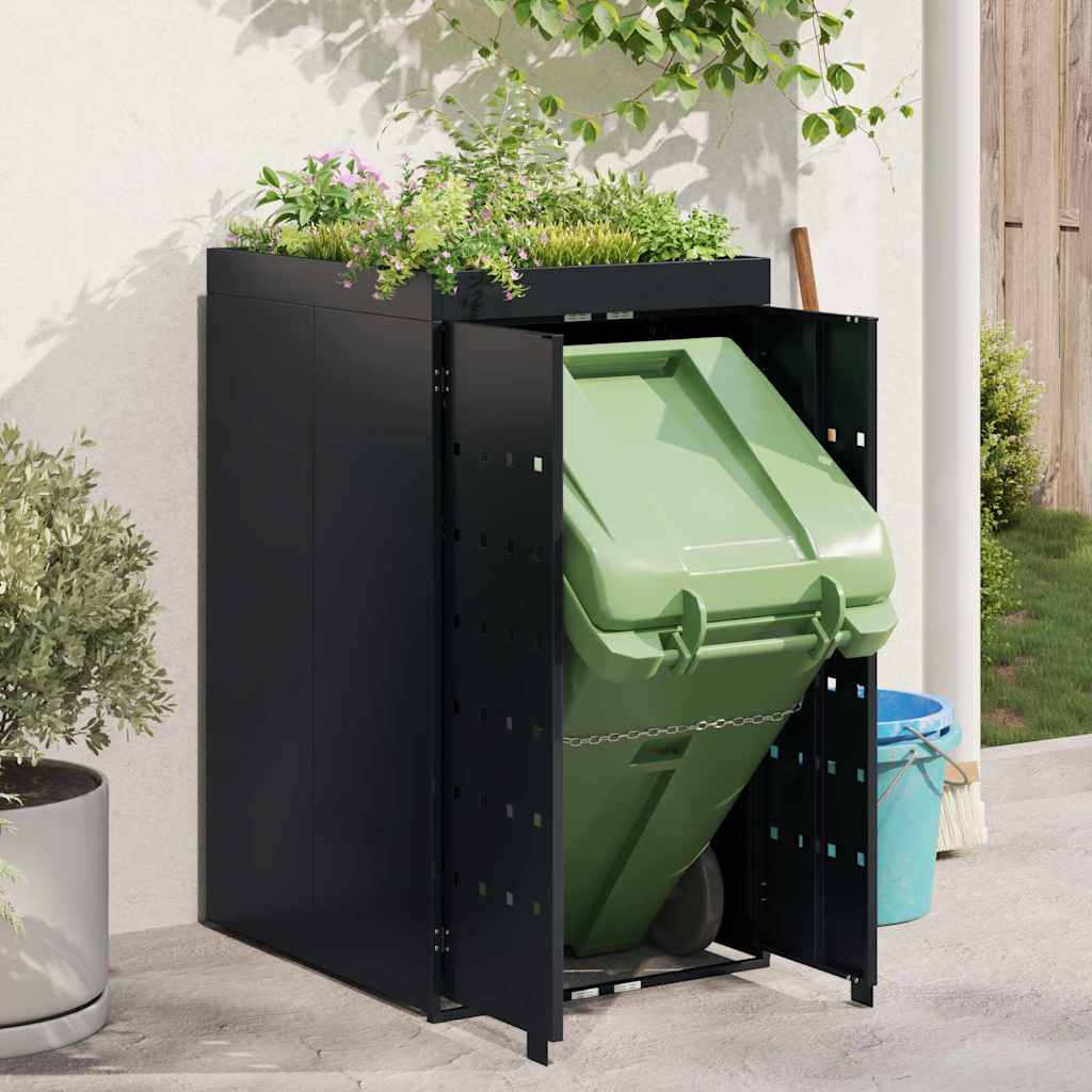 Mülltonnenbox für 2 Tonnen Schwarz 138x79x117 cm Stahl