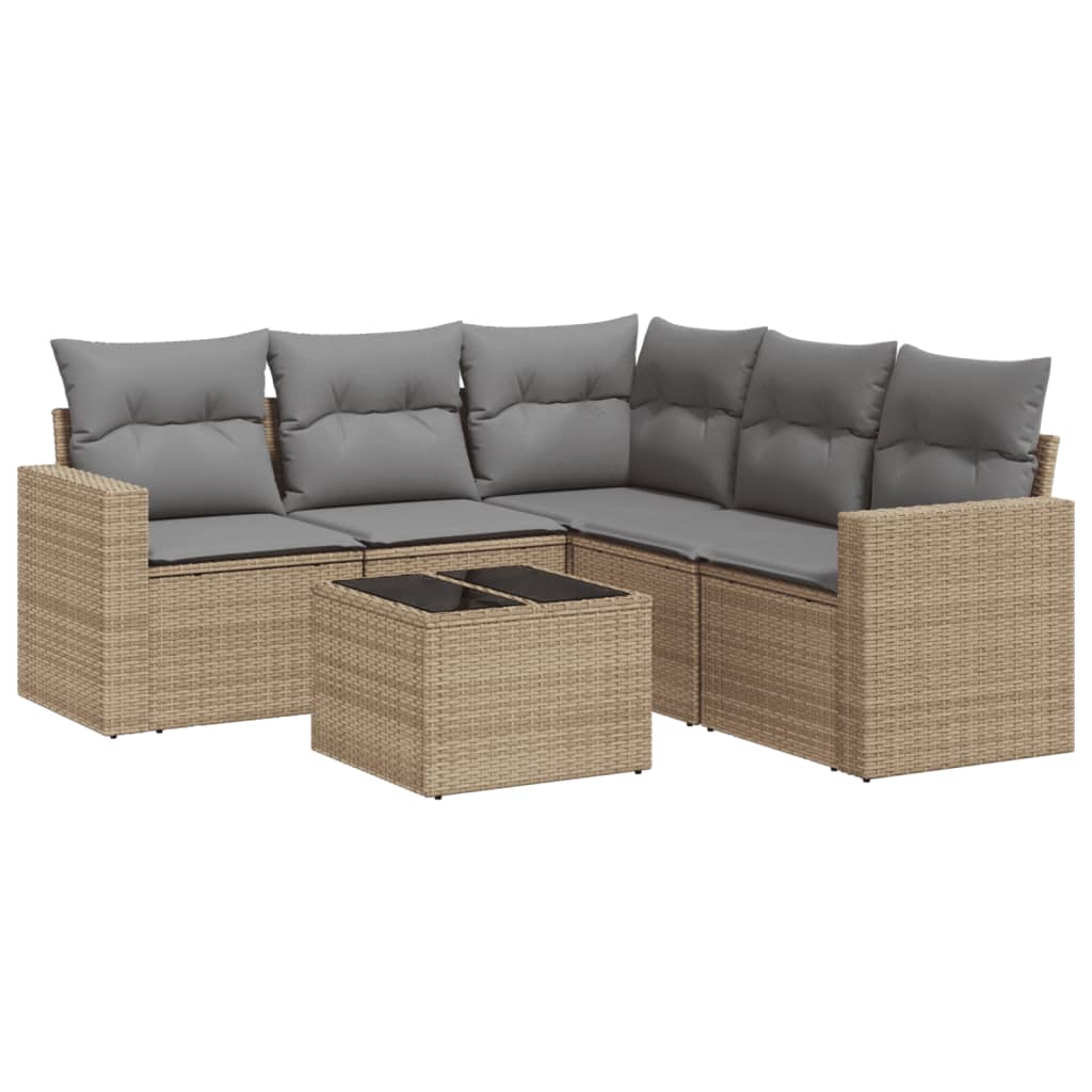 5-tlg. Garten-Sofagarnitur mit Kissen Schwarz Poly Rattan
