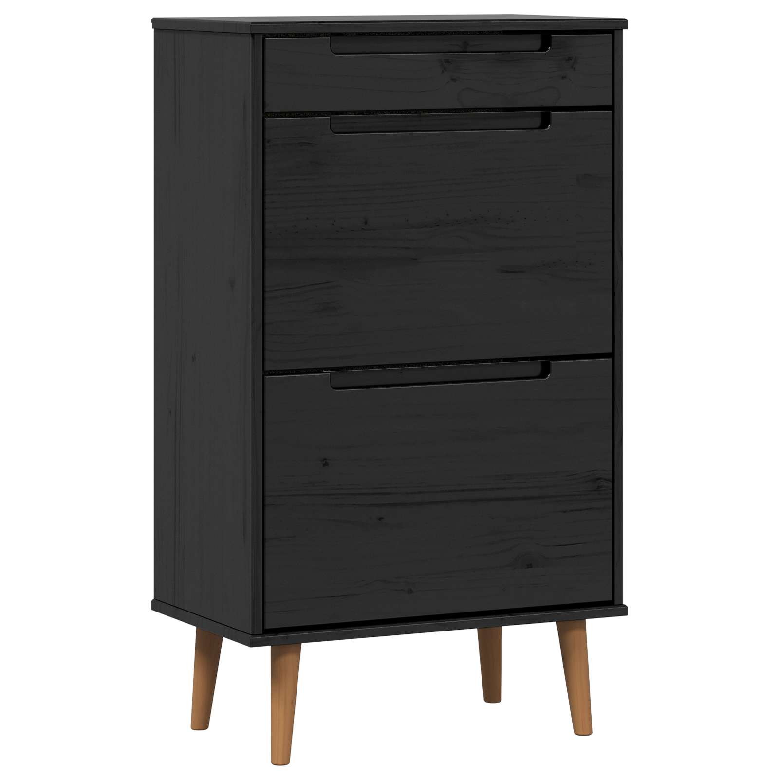 Schuhschrank MOLDE Weiß 59,5x35x103 cm Massivholz Kiefer