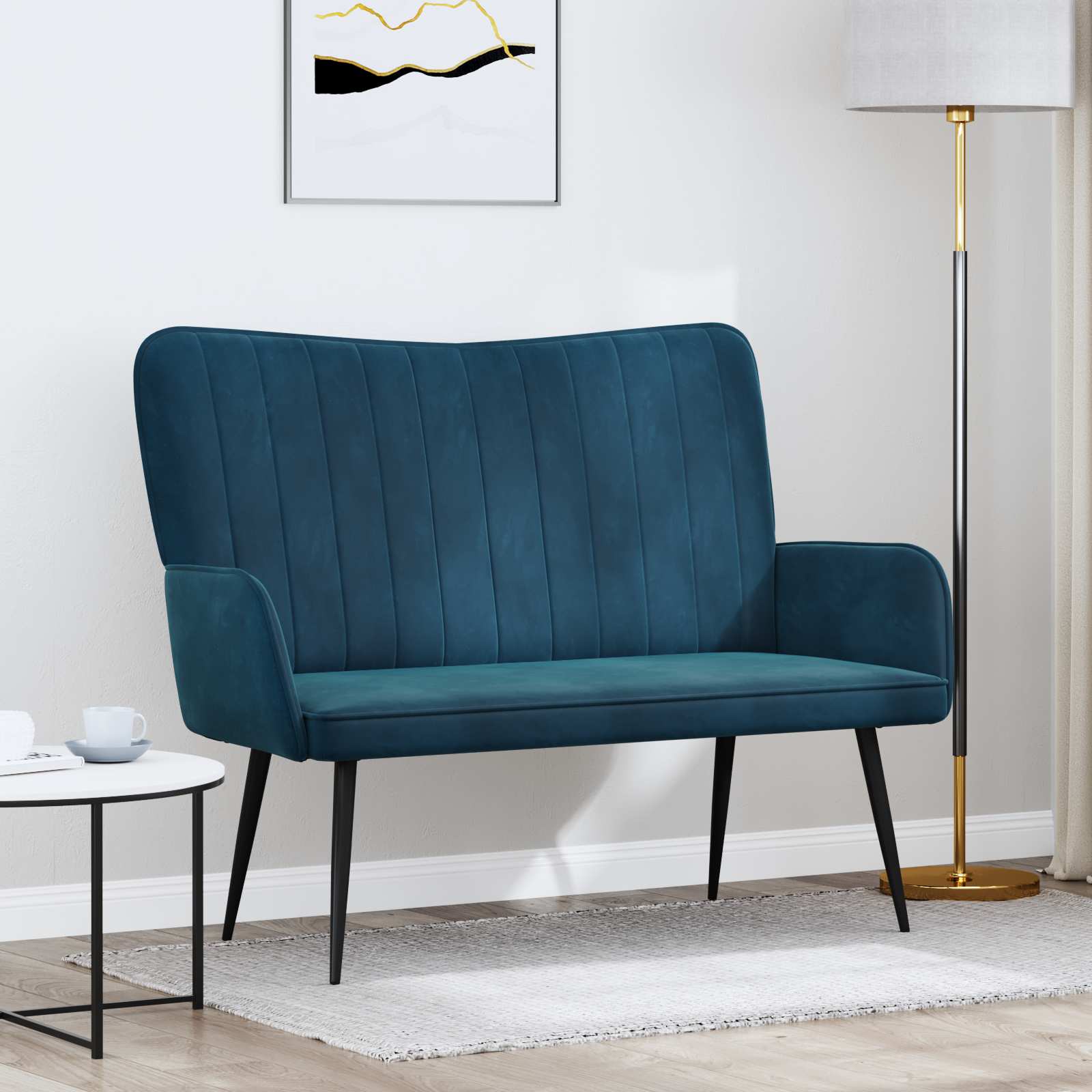 2-Sitzer Sofa Hellgrau 115 x 61 x 87 cm Samt (V)