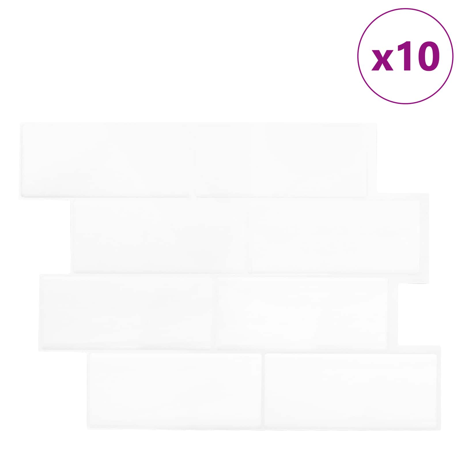 U-Bahn-Fliese 10 pcs Weiß Grau 29 x 21 cm Polyurethan und PET