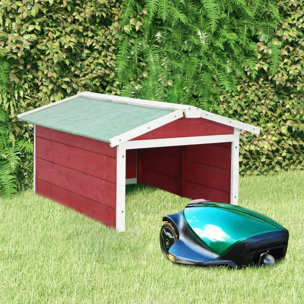 Roboter-Rasenmäher Garage 72x87x50 cm Grau Weiß Tannenholz