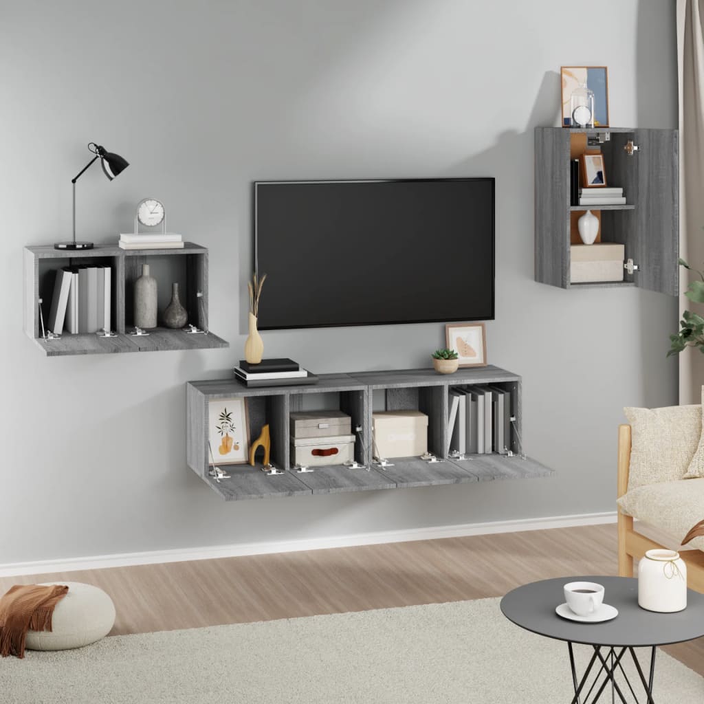 4-tlg. TV-Schrank-Set Sonoma-Eiche Holzwerkstoff