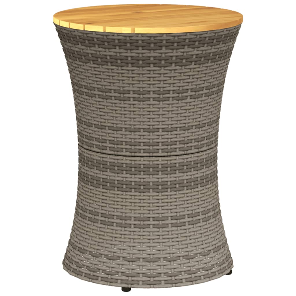 Garten-Beistelltisch Trommelform Schwarz Poly Rattan Massivholz