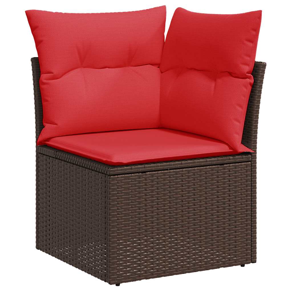 10-tlg. Garten-Sofagarnitur mit Kissen Schwarz Poly Rattan