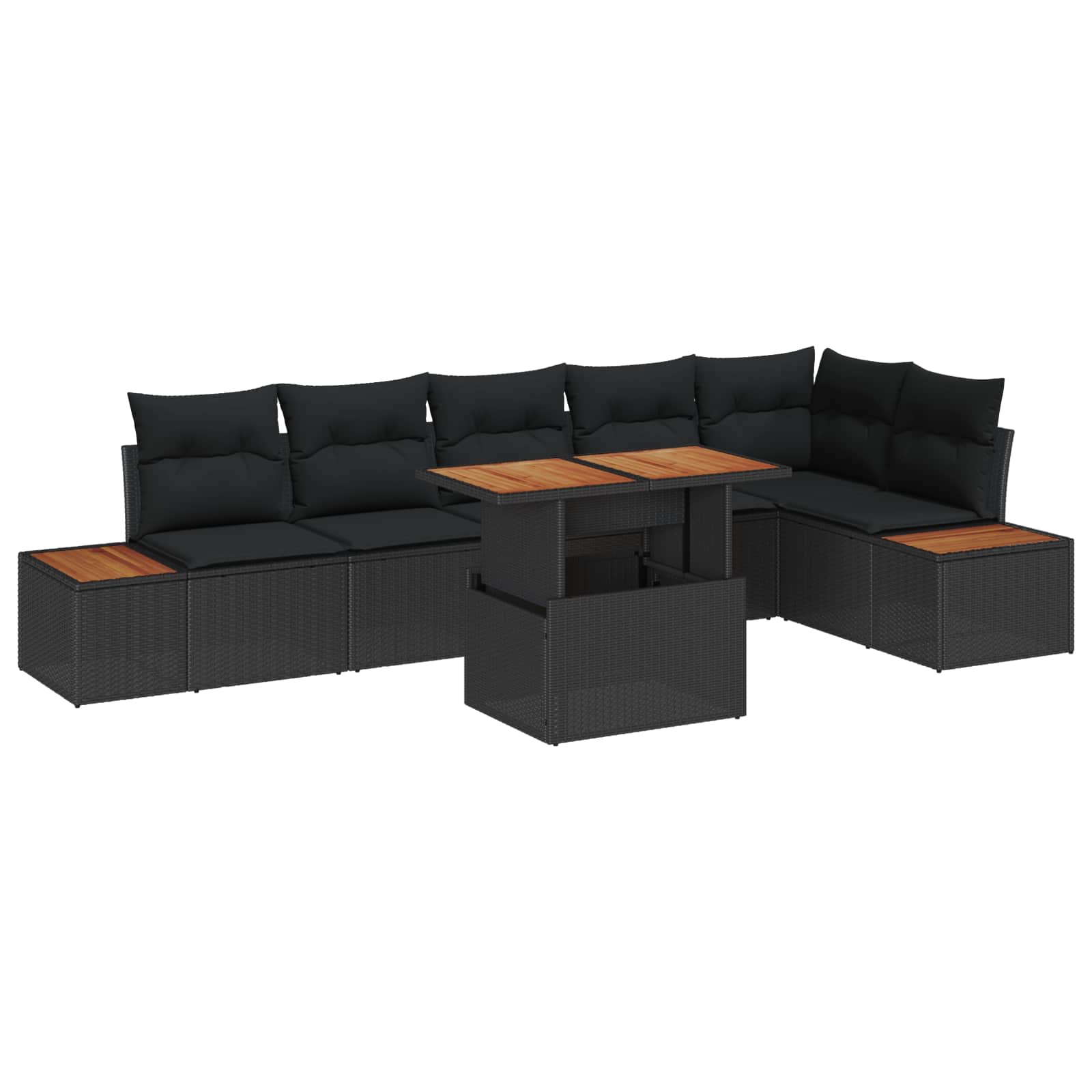 Garten Essgruppe mit Kissen 7 pcs Schwarz und Beige