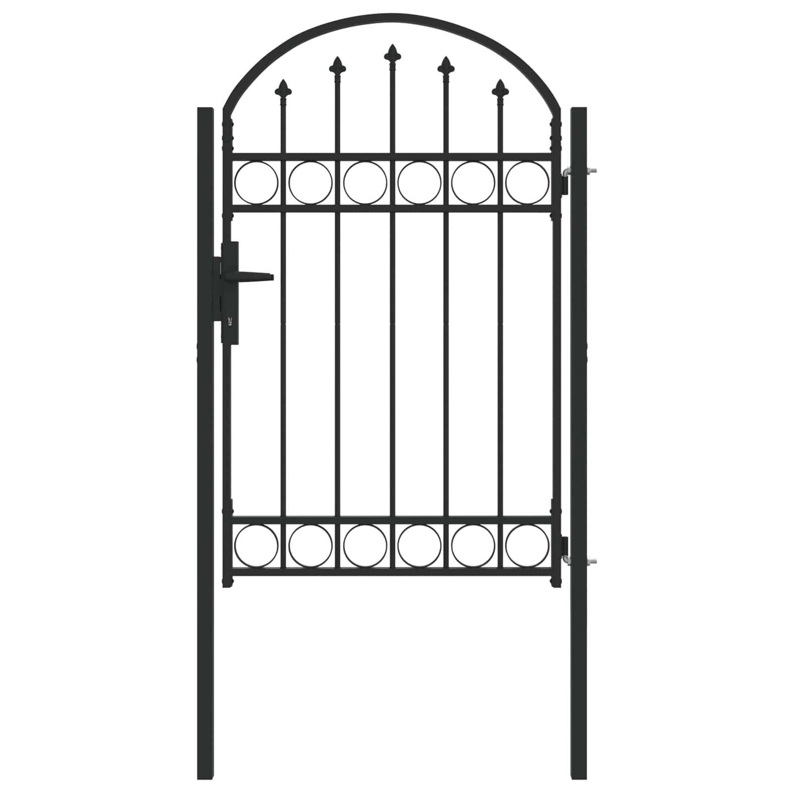 Gartentor ASSEN mit Bogenabschluss Stahl 102 x 125 cm Schwarz