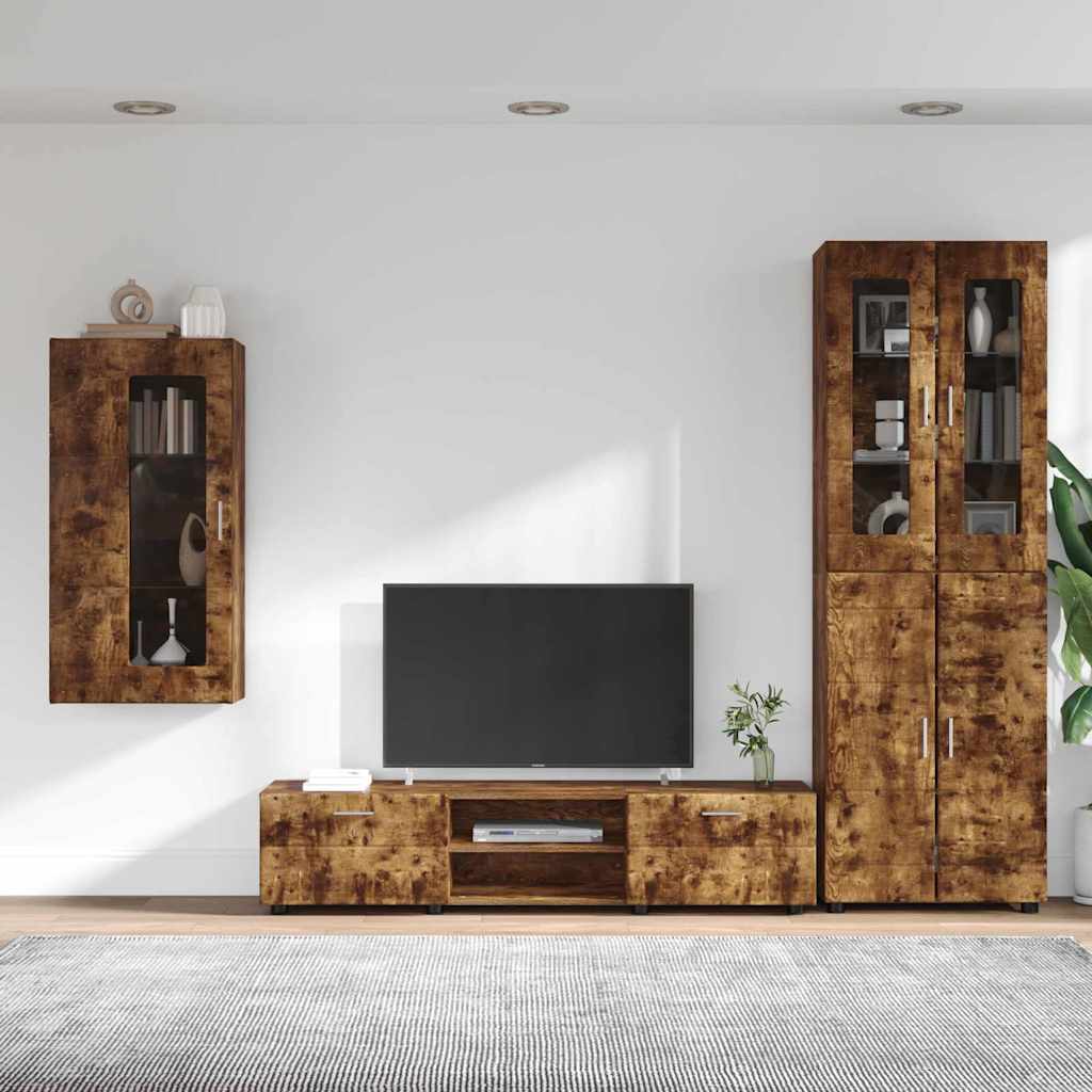 Highboard mit Regal FLORIN Weiß 60 x 35 x 182 cm Holzwerkstoff