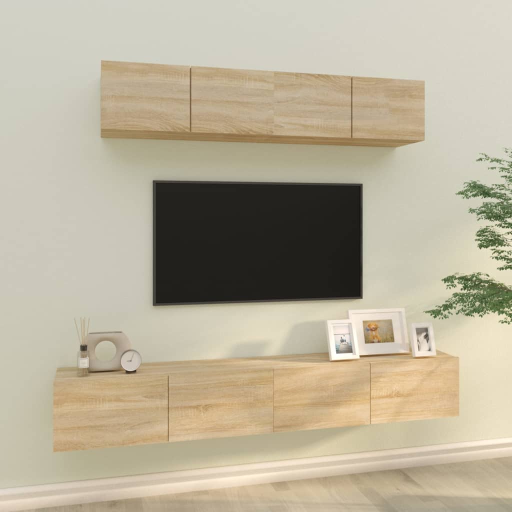 4-tlg. TV-Schrank-Set Weiß Holzwerkstoff