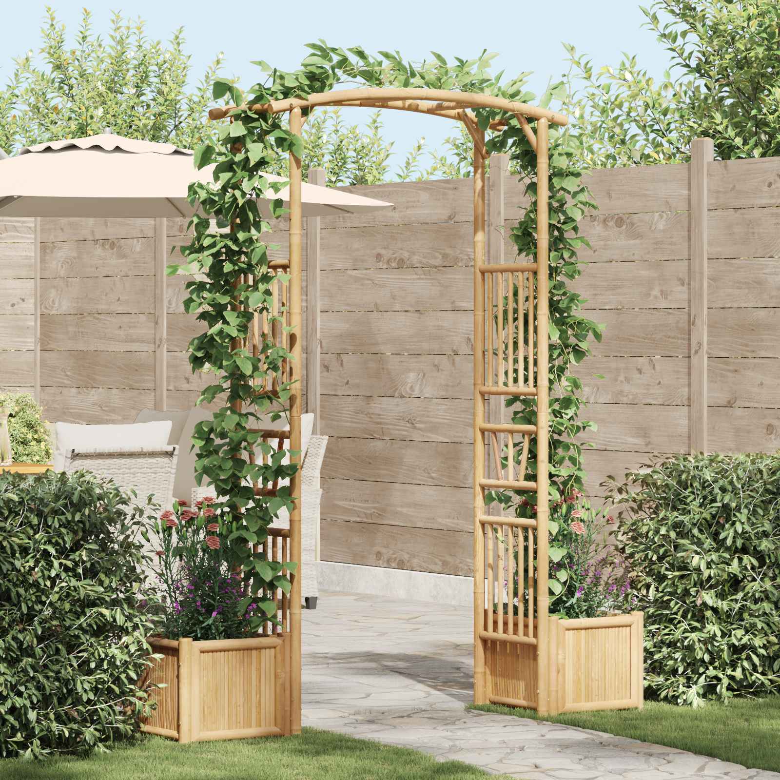 Gartenbogen Natur 110 x 40 x 205 cm Bambus