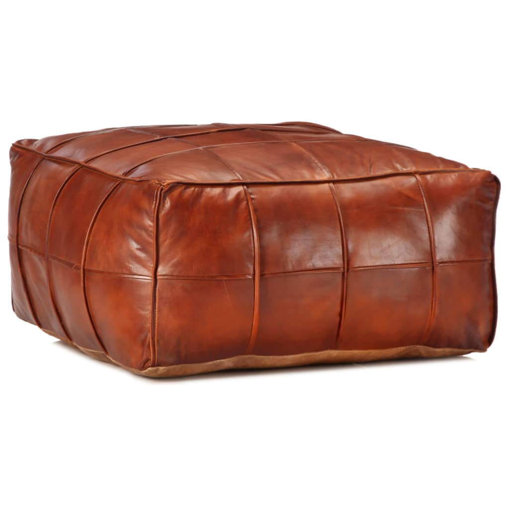 Pouf Dunkelbraun 60 x 60 x 30 cm Echtes Ziegenleder