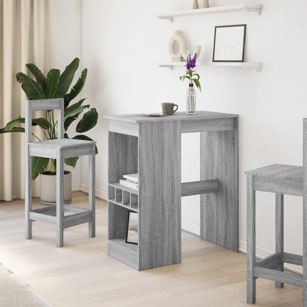 Bartisch mit Regal Schwarz Eichen-Optik 90 x 47,5 x 103,5 cm