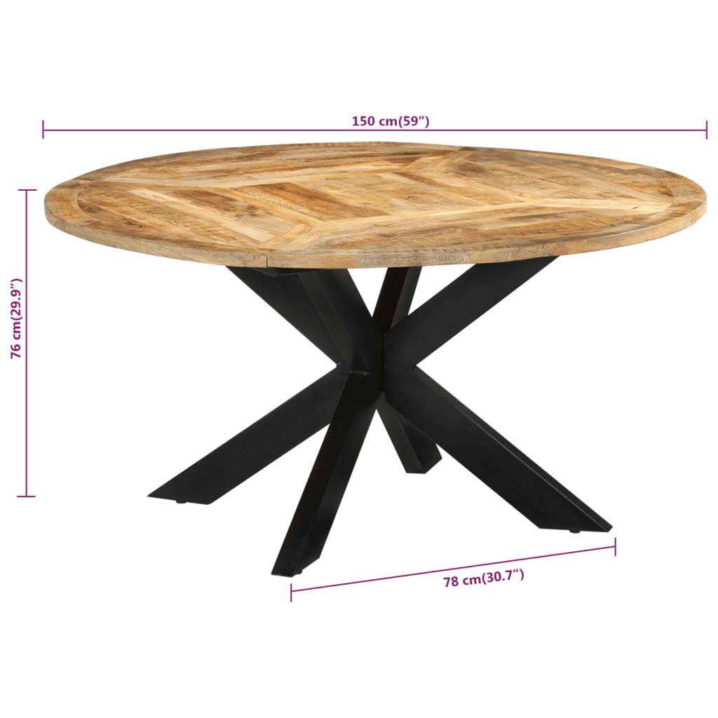 Esstisch Ø110x75 cm Raues Massives Mangoholz