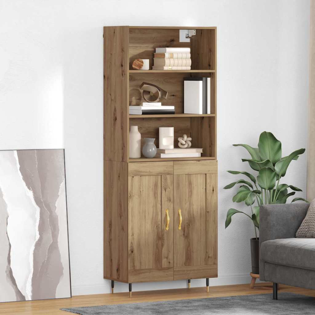 Highboard Betongrau 69,5x34x180 cm Holzwerkstoff