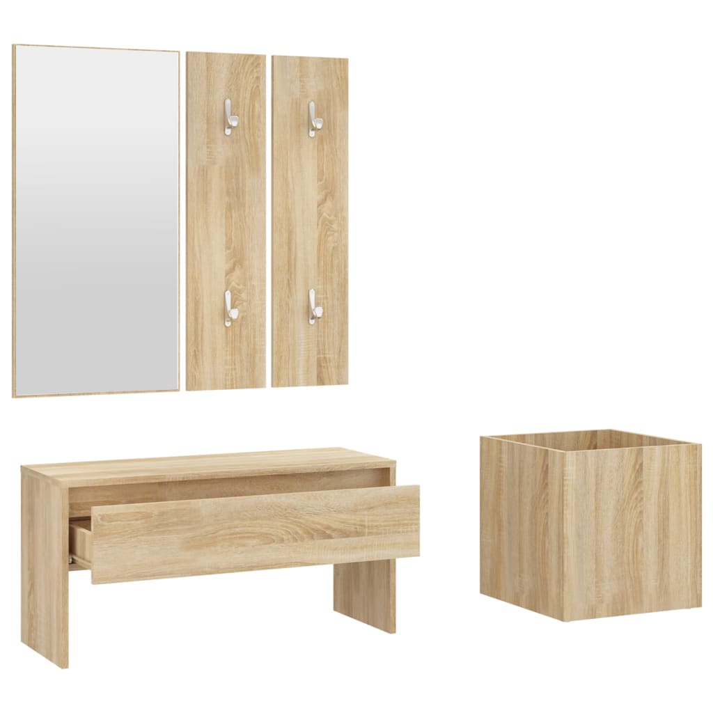 Garderoben-Set Weiß Holzwerkstoff