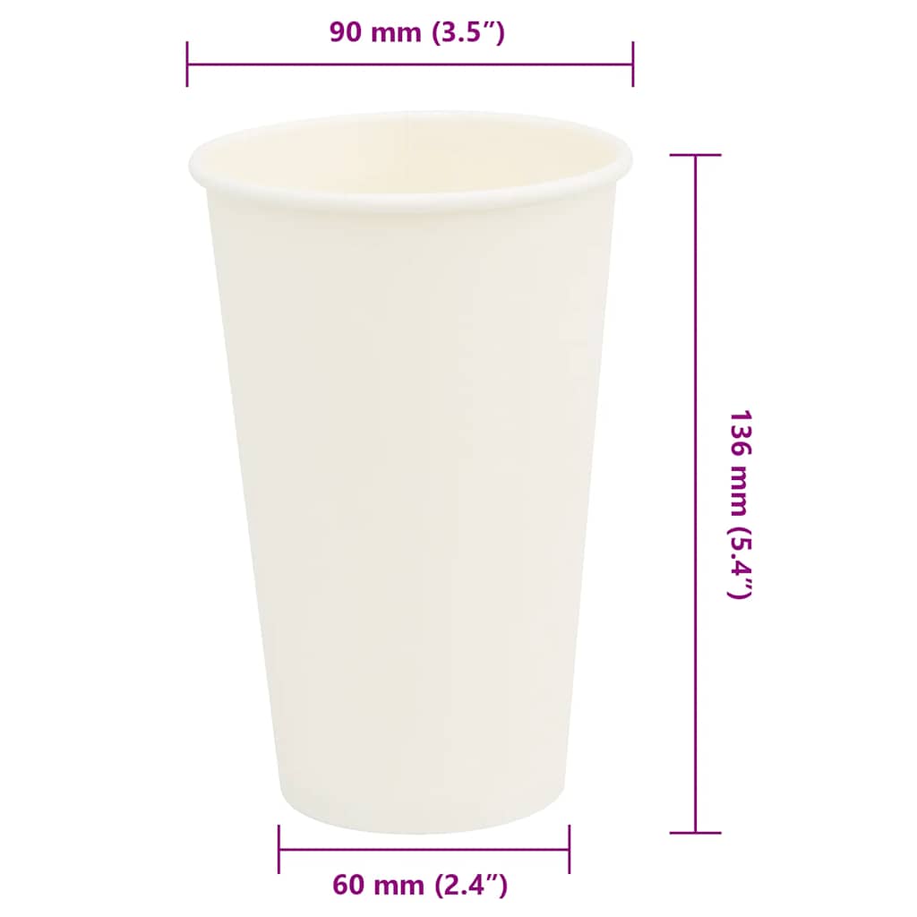 Pappbecher 1000 Stk. 12oz 300ml Weiß