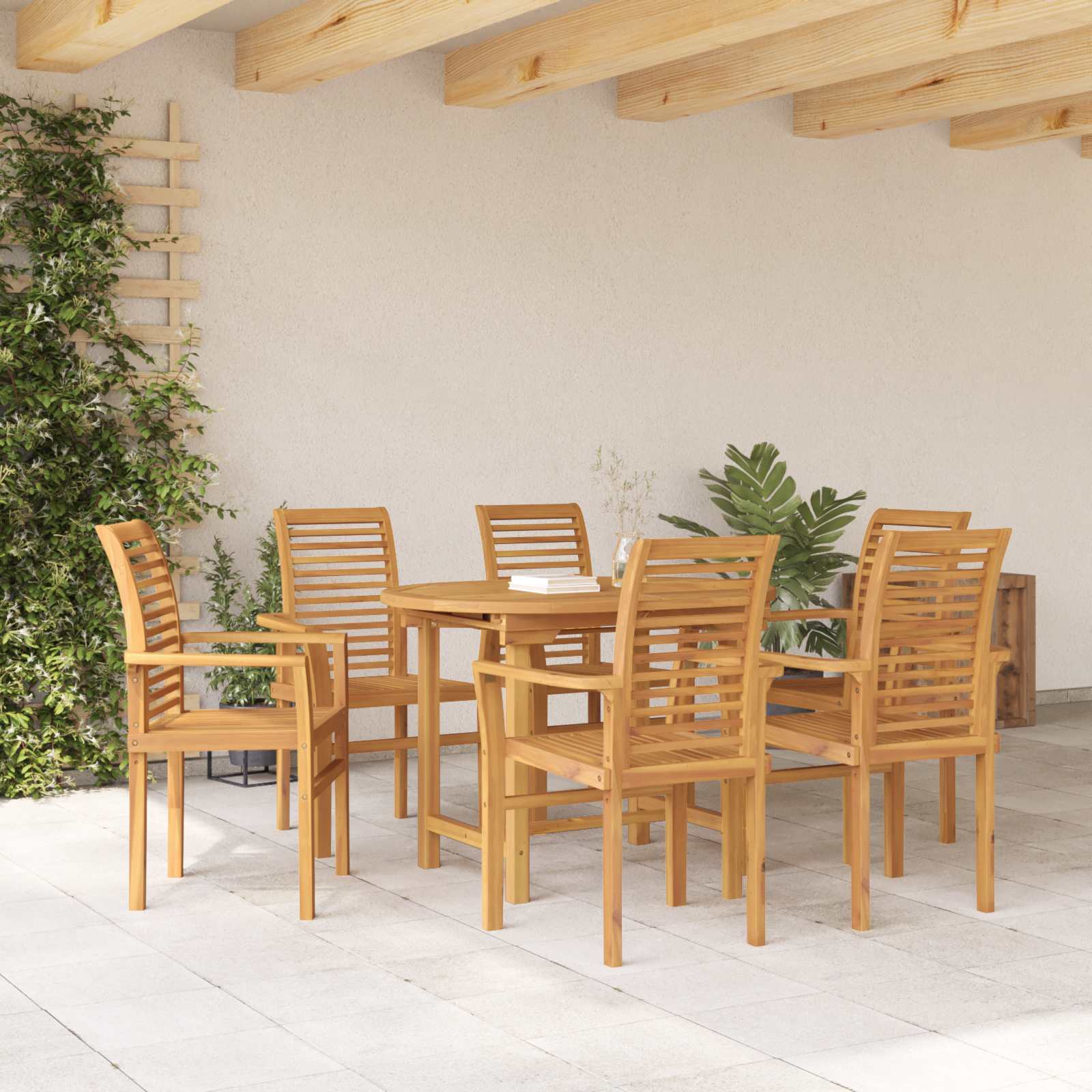 Garten Essgruppe 5 pcs Braun Massivholz Teak