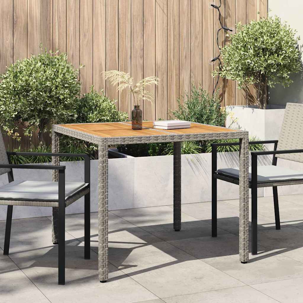 Gartentisch 150x90x75 cm Hartglas und Poly Rattan Grau