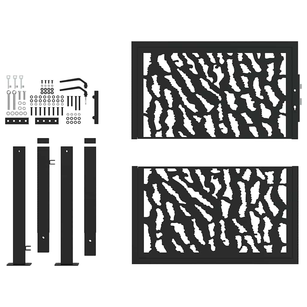 Gartentor Schwarz 100x100 cm Stahl Lichtdesign