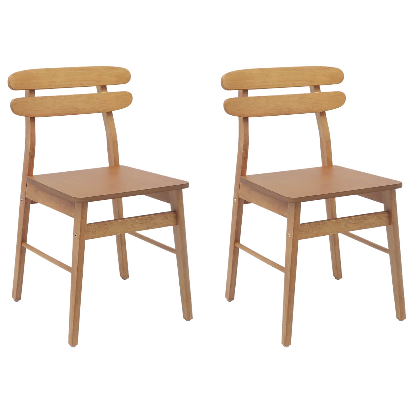 Esszimmerstuhl 2 pcs Hellbraun und hell Massives Gummiholz