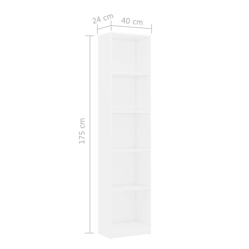 Bücherregal 3 Fächer Weiß 40x24x109 cm Holzwerkstoff