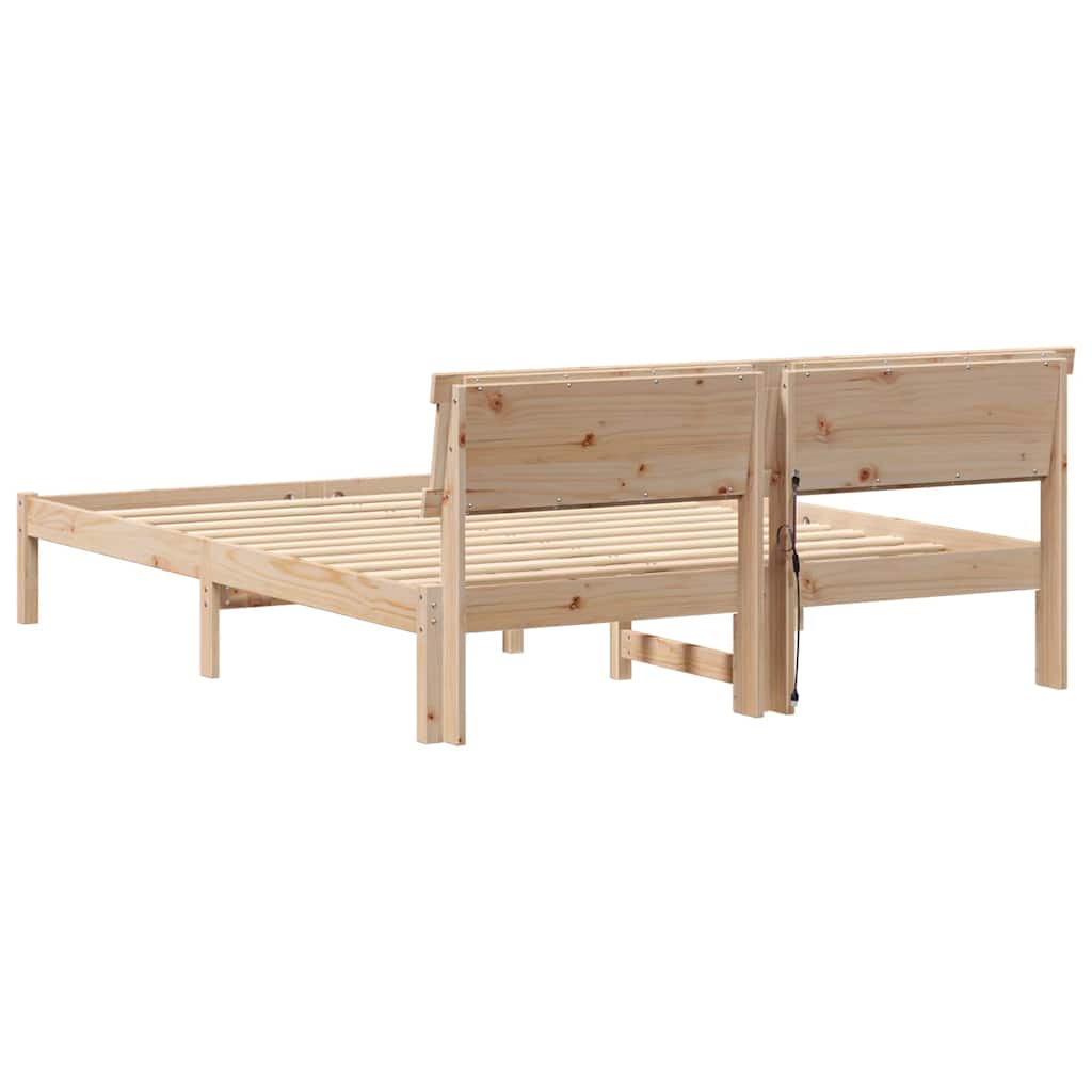 Bettgestell mit Kopfteil Braun 200 x 200 cm Massivholz Kiefer