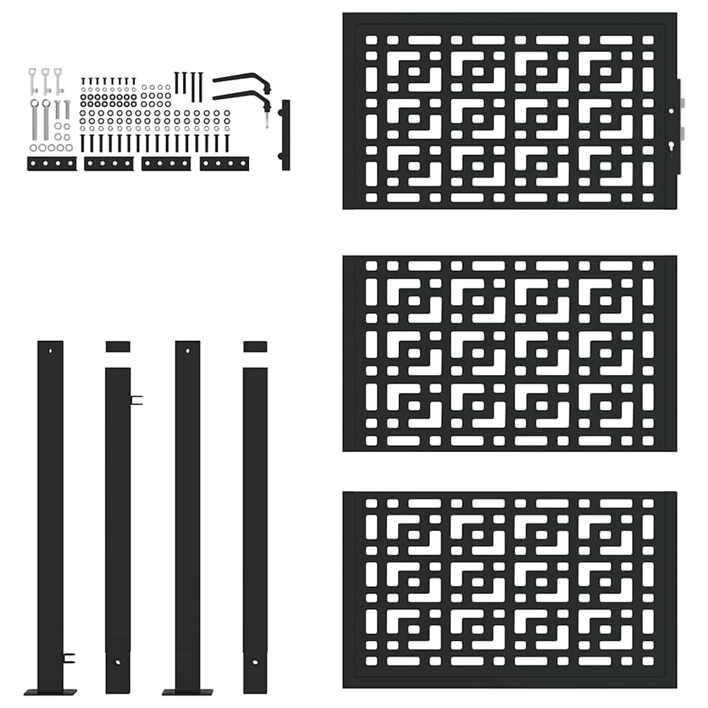 Gartentor Schwarz 100x100 cm Stahl Lichtdesign