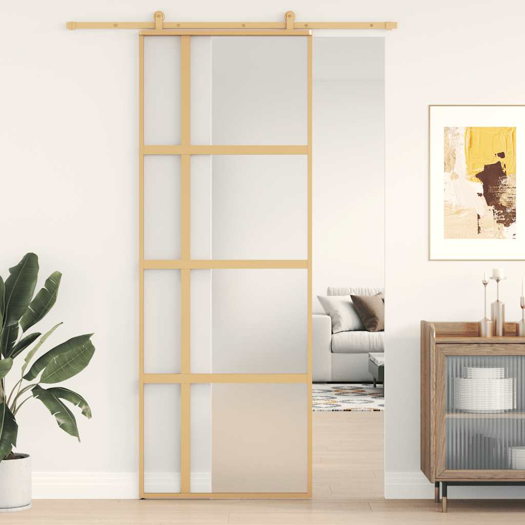 Schiebetür ESG-Glas und Aluminium 76x205 cm Schwarz