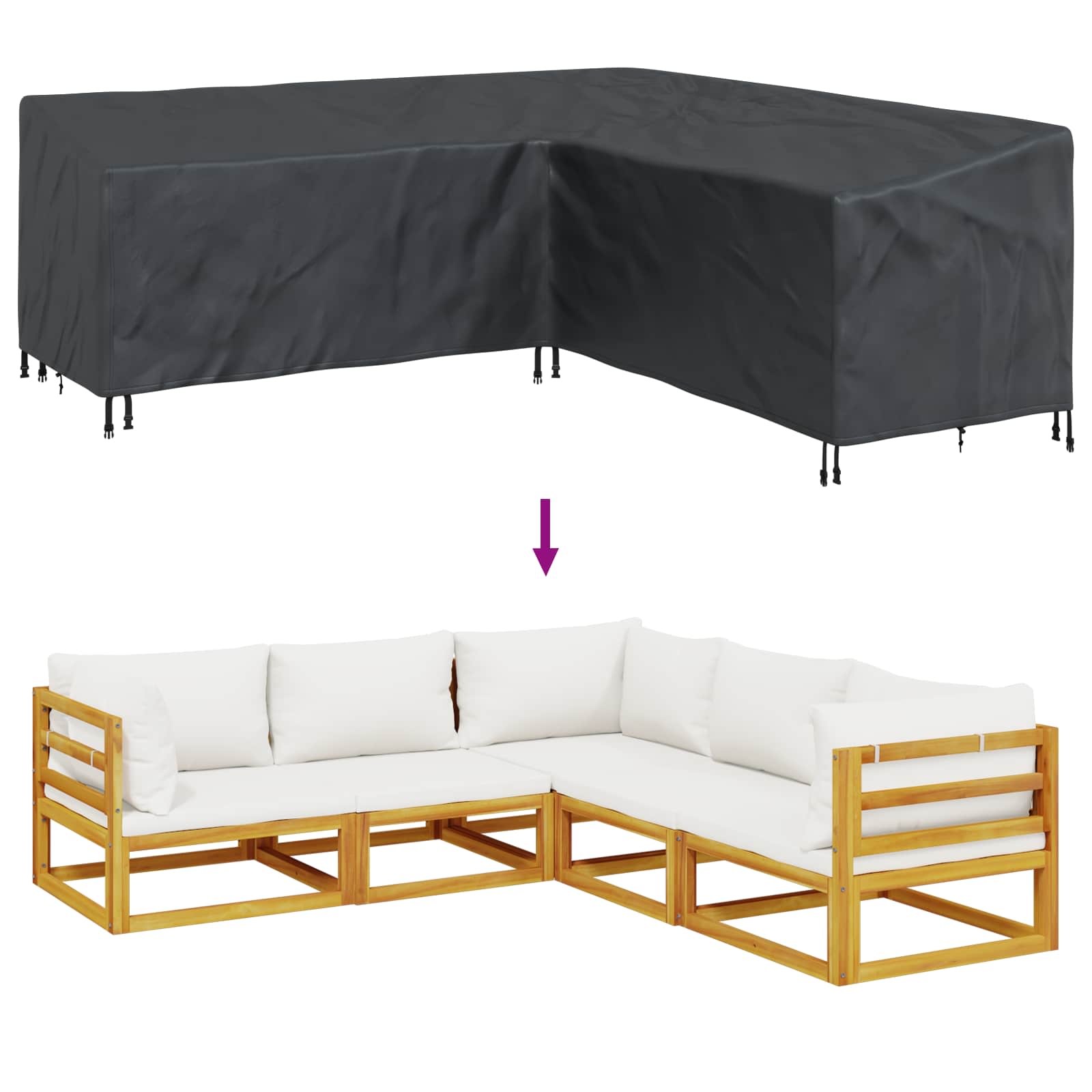 Möbelbezug Schwarz 235 x 235 x 85 cm 210D Oxford Stoff