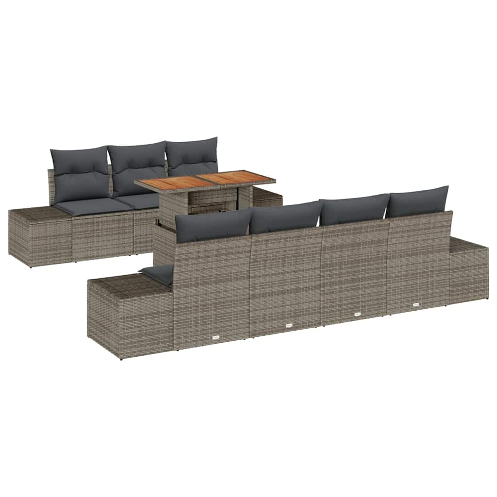 Garten Essgruppe mit Kissen 8 pcs Schwarz und Creme