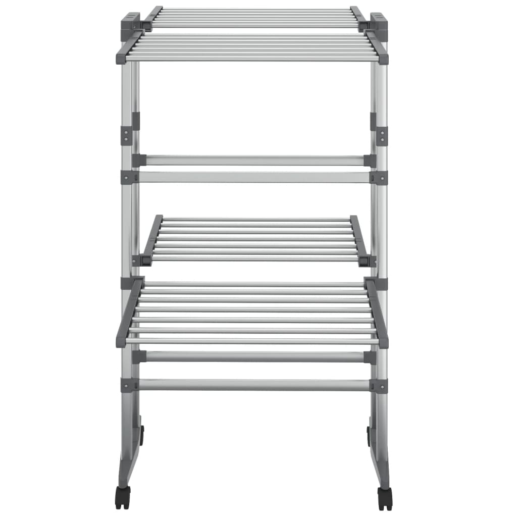 Wäscheständer 2 Etagen mit Rollen Silbern 60x70x106 cm