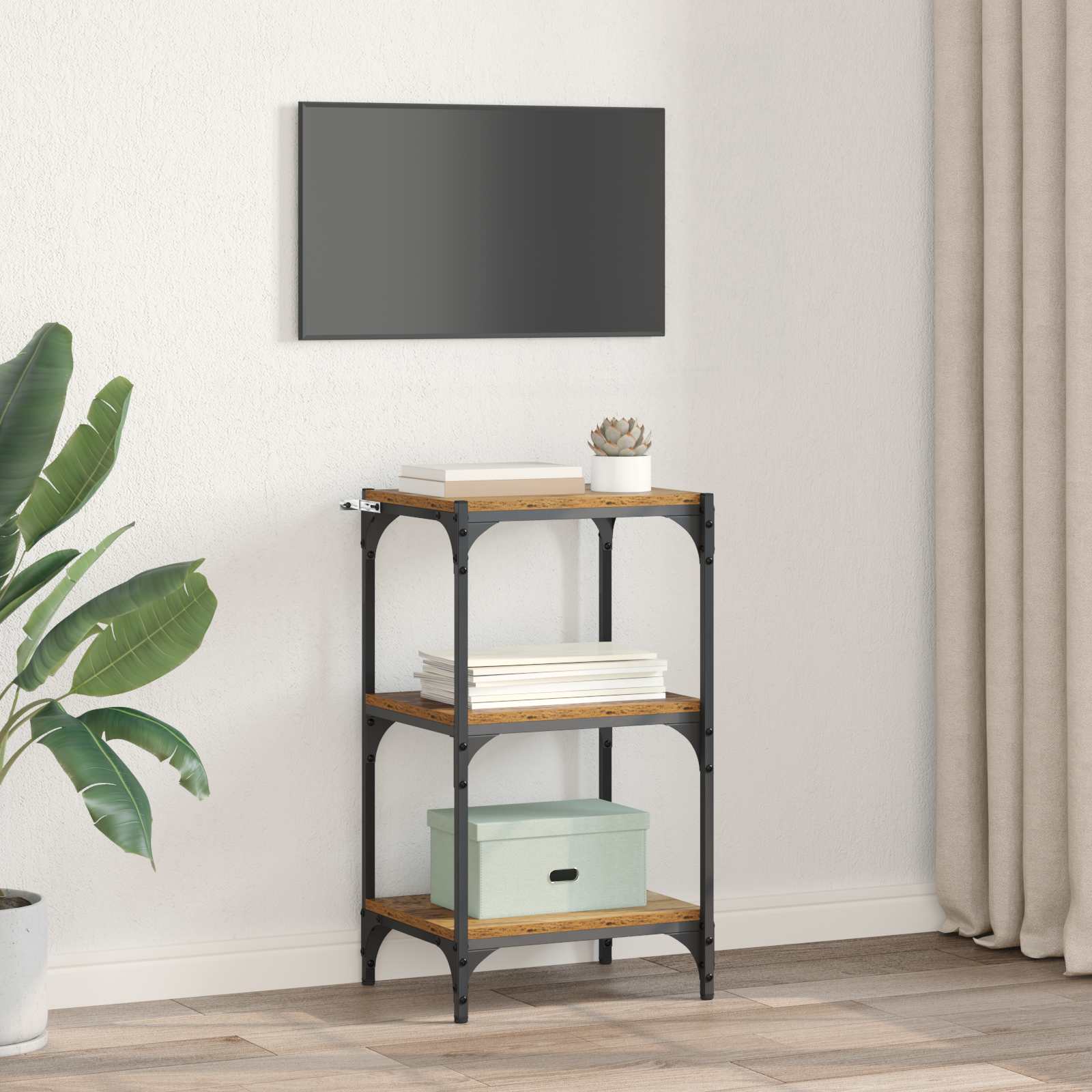 Bücherregal Schwarz 40x33x70,5 cm Holzwerkstoff und Stahl