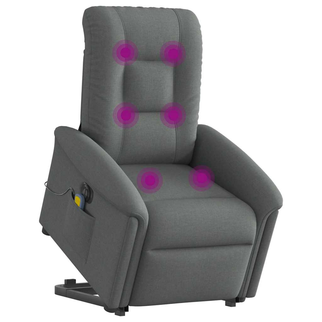 Massagesessel mit Aufstehhilfe Hellgrau Stoff