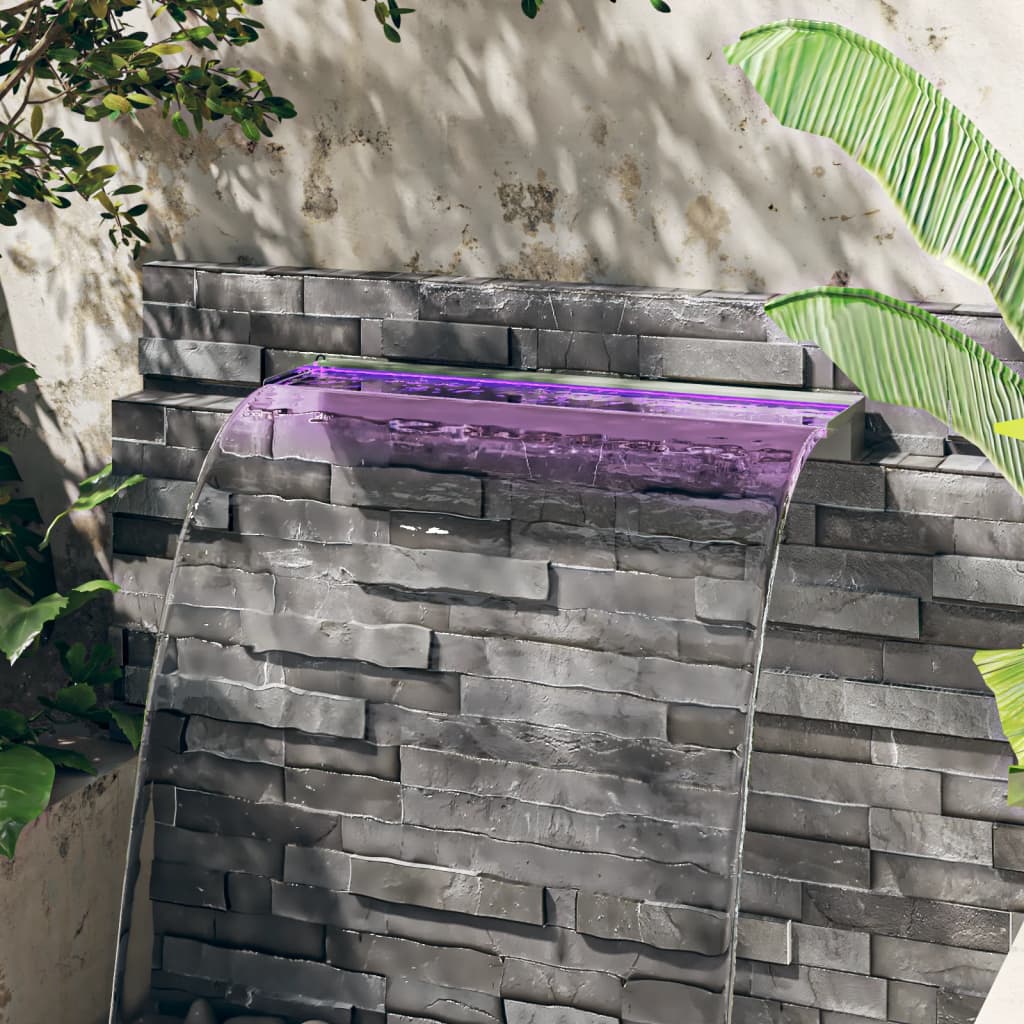 Wasserfall-Element mit RGB LEDs Edelstahl 30 cm