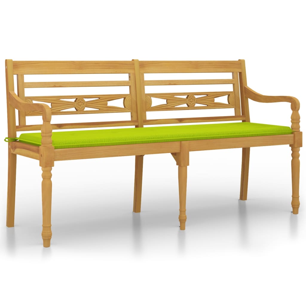 Batavia-Gartenbank mit Anthrazit Kissen 120 cm Teak Massivholz