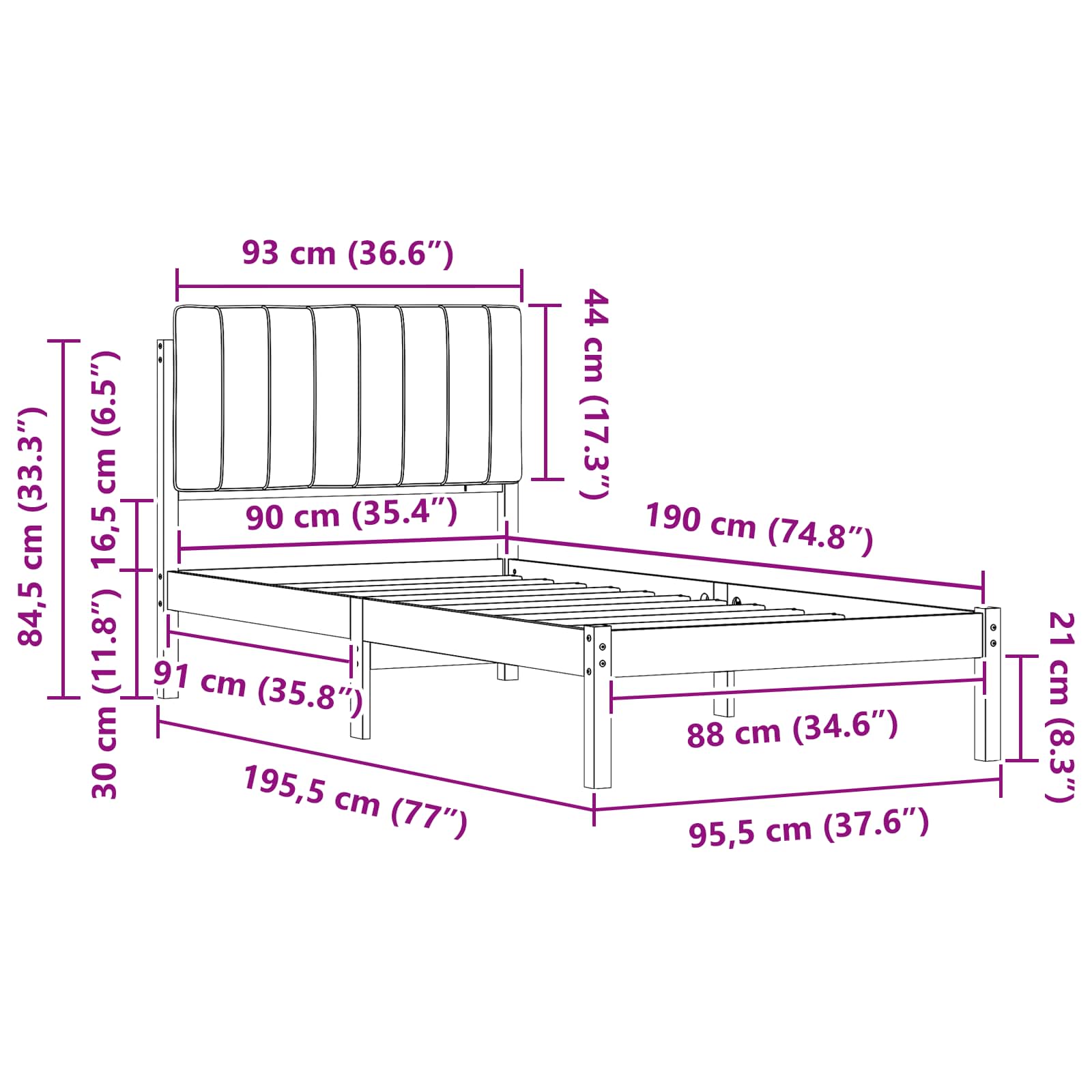 Bettgestell mit gepolstertem Kopfteil Hellgrau 200 x 200 cm
