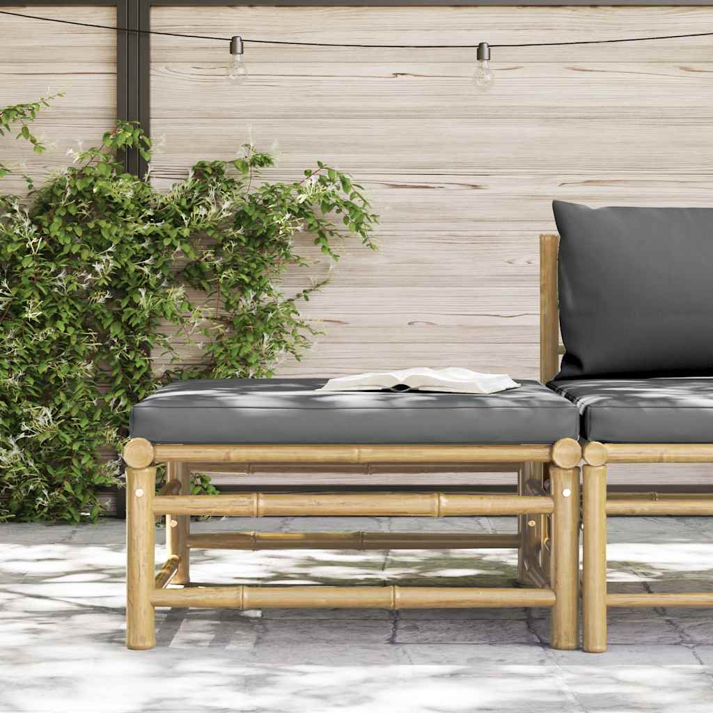 3-tlg. Garten-Lounge-Set mit Kissen Bambus