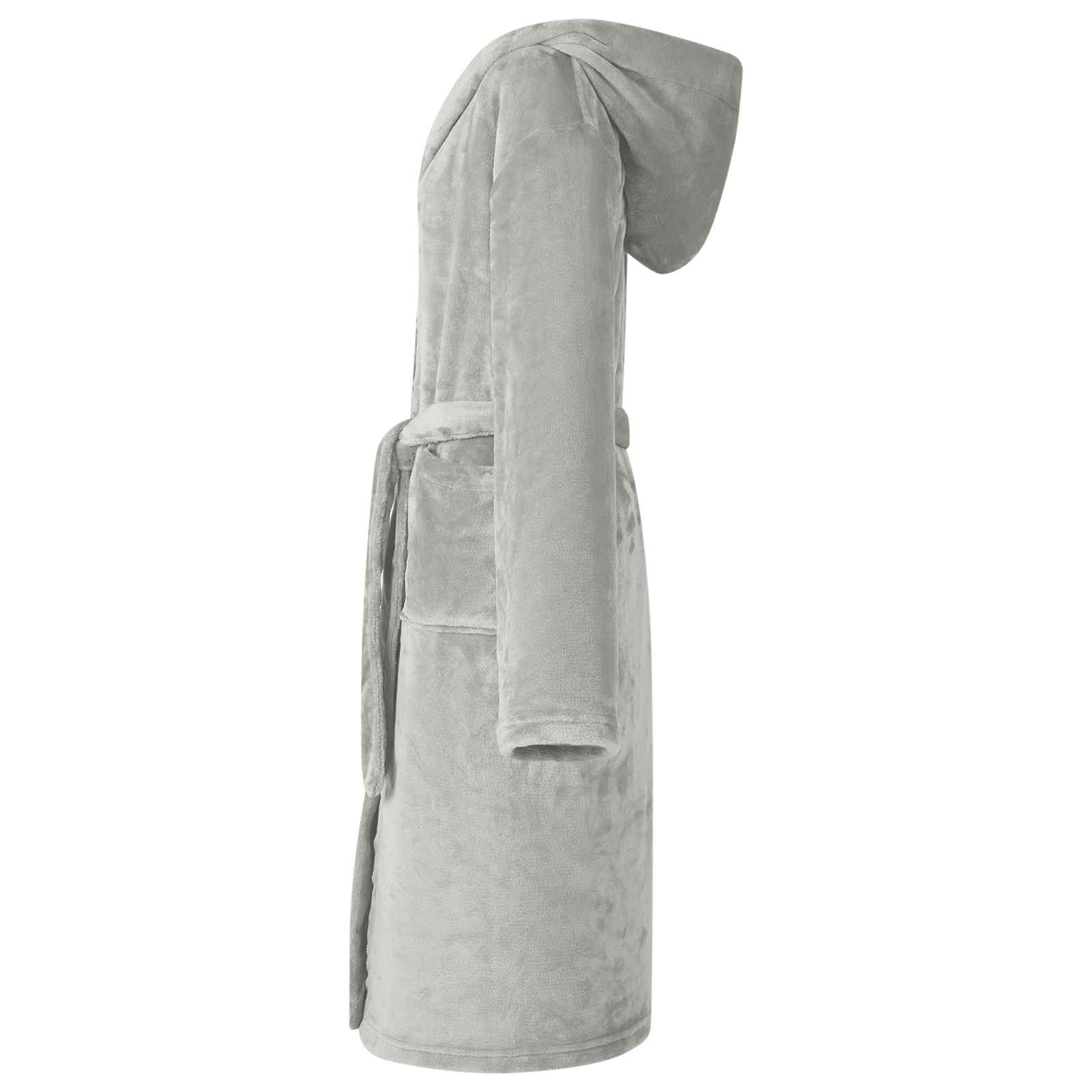 Bademantel Hoodie Beige S Flanell