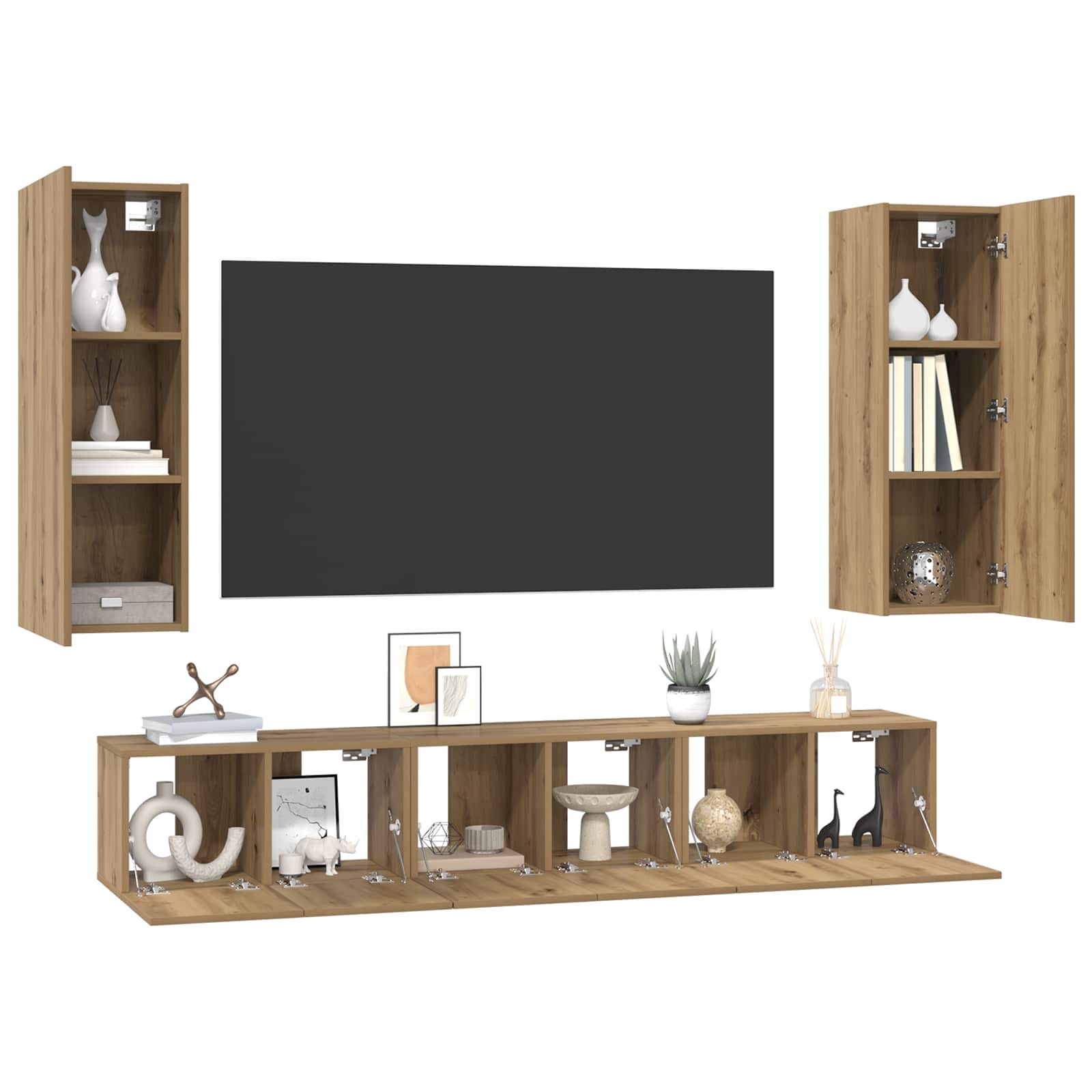 4-tlg. TV-Schrank-Set Weiß Holzwerkstoff