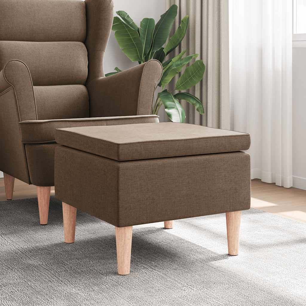 Hocker mit Holzbeinen Schwarz Stoff