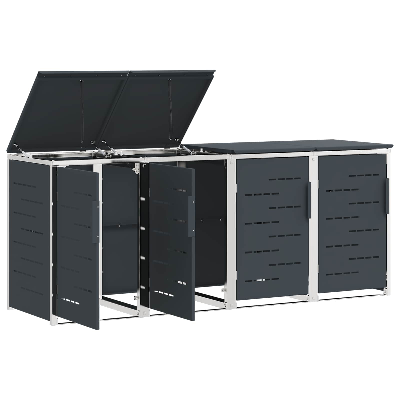Mülltonnenbox for 2 Bins 240L Edelstahl Schwarz
