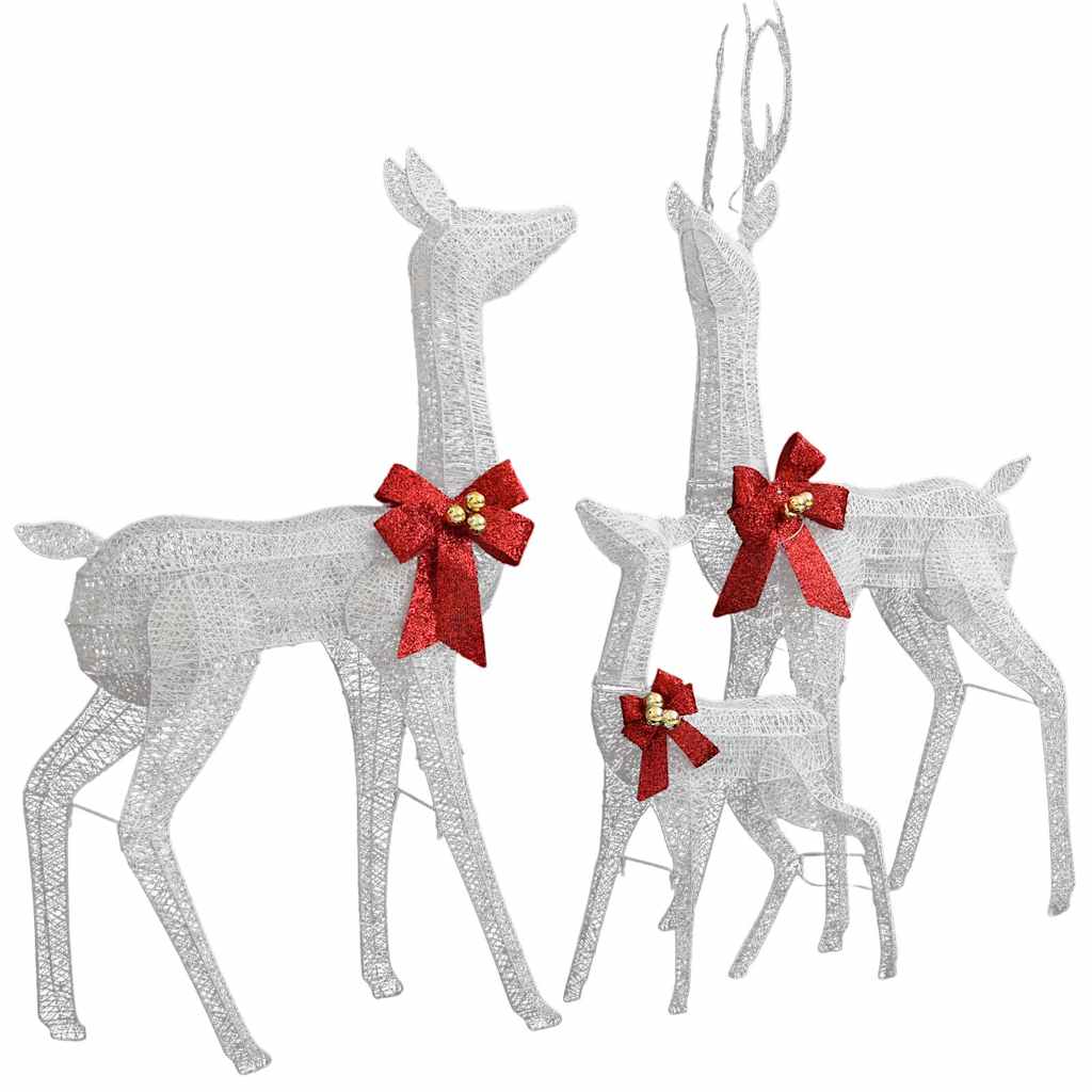 Rentierfamilie Weihnachtsdekoration Weiß und Silber 201 LEDs
