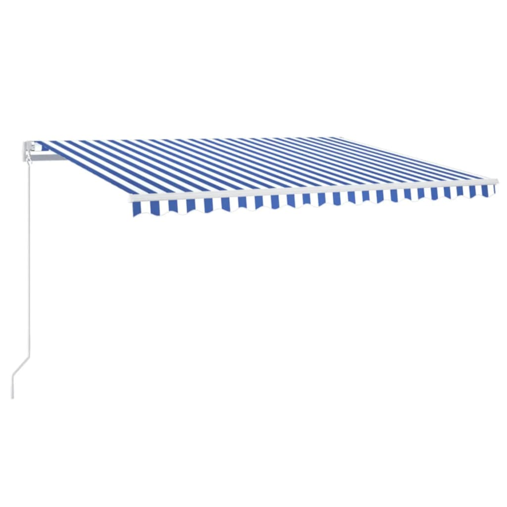 Markise Manuell Einziehbar mit LED 300x250 cm Blau und Weiß
