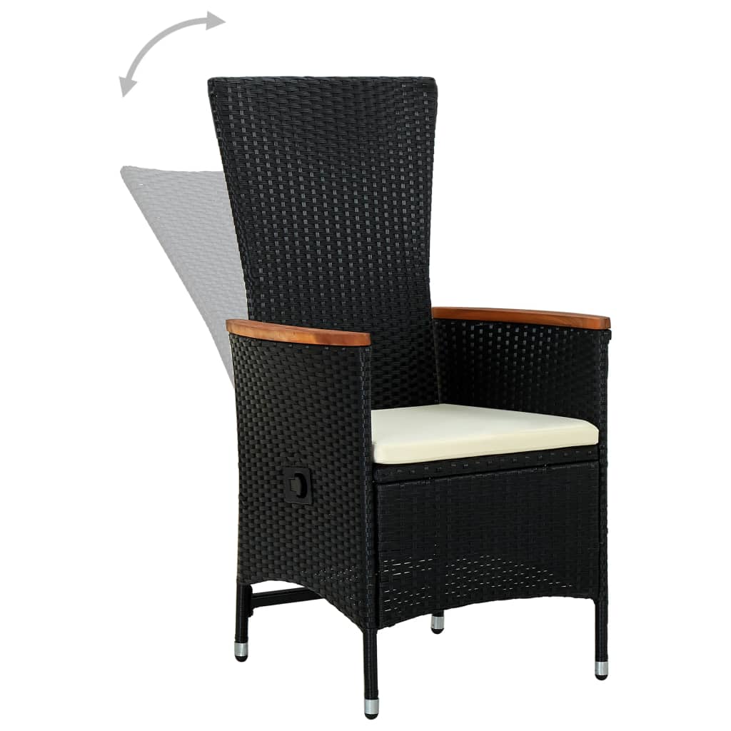 Garten-Liegestühle 2 Stk. mit Auflagen Poly Rattan Schwarz