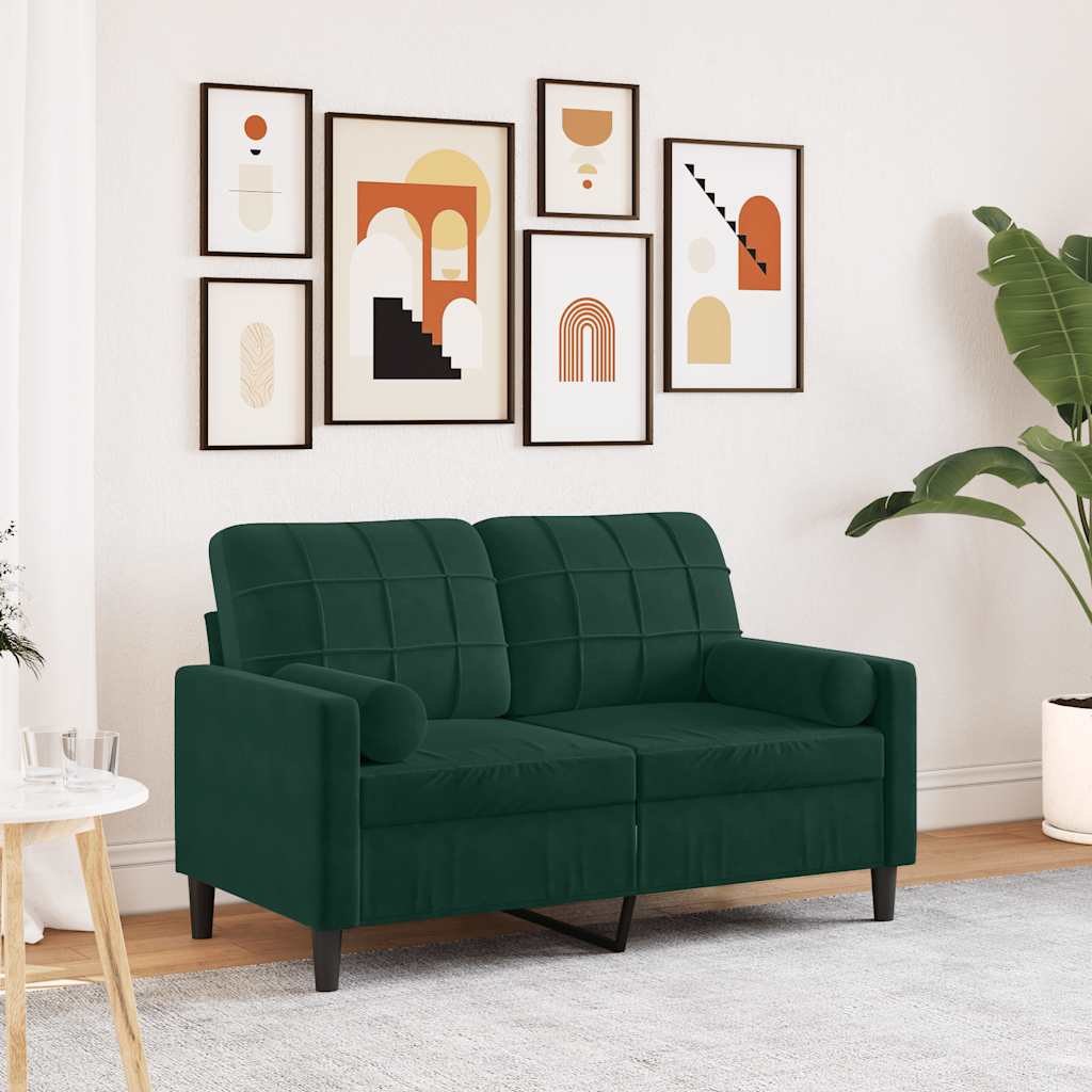 2-Sitzer-Sofa mit Zierkissen Hellgrau 120 cm Samt