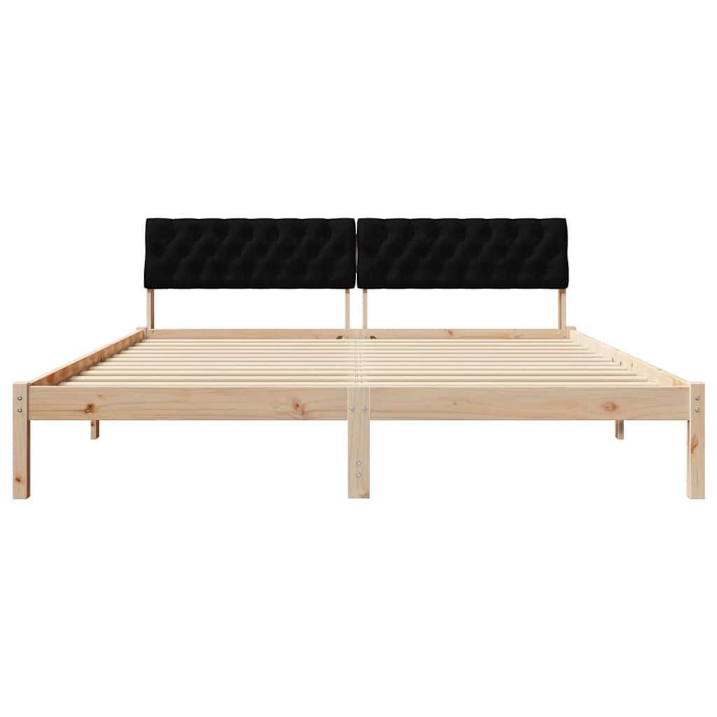 Bettgestell Braun und hellgrau 200 x 200 cm Massivholz Kiefer