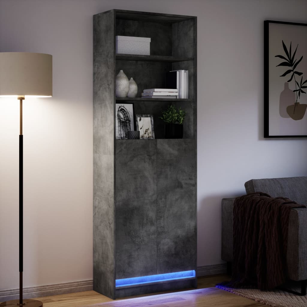 Highboard mit LED-Beleuchtung Weiß 69x32,5x200 cm Holzwerkstoff