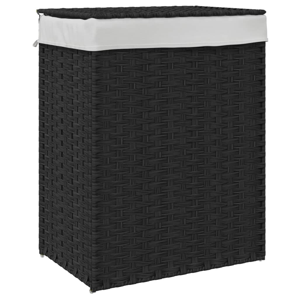 Wäschekorb mit Deckel 46x33x60 cm Poly Rattan