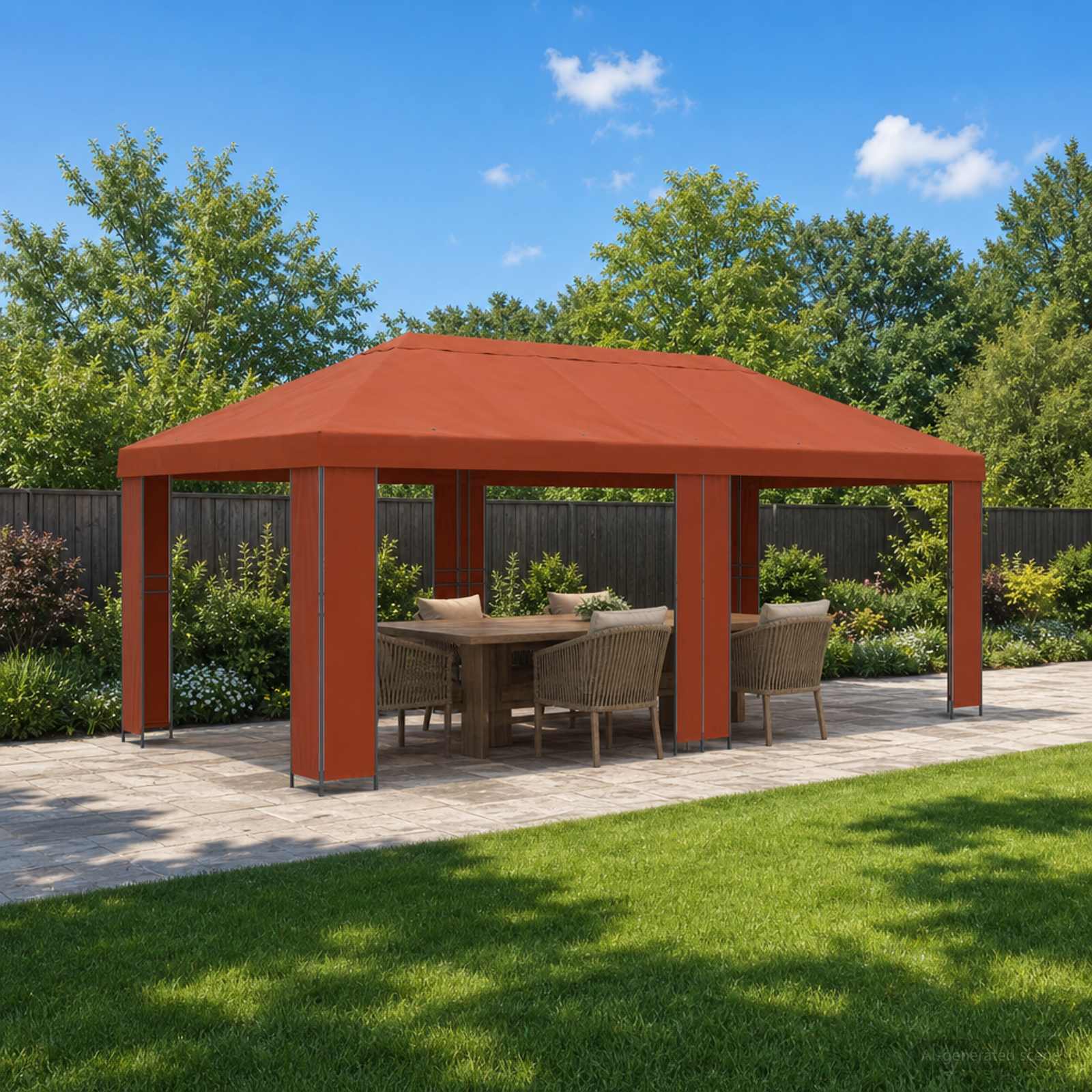 Garten Pavillon 6 x 3 m Beige Polyester und Stahl 190