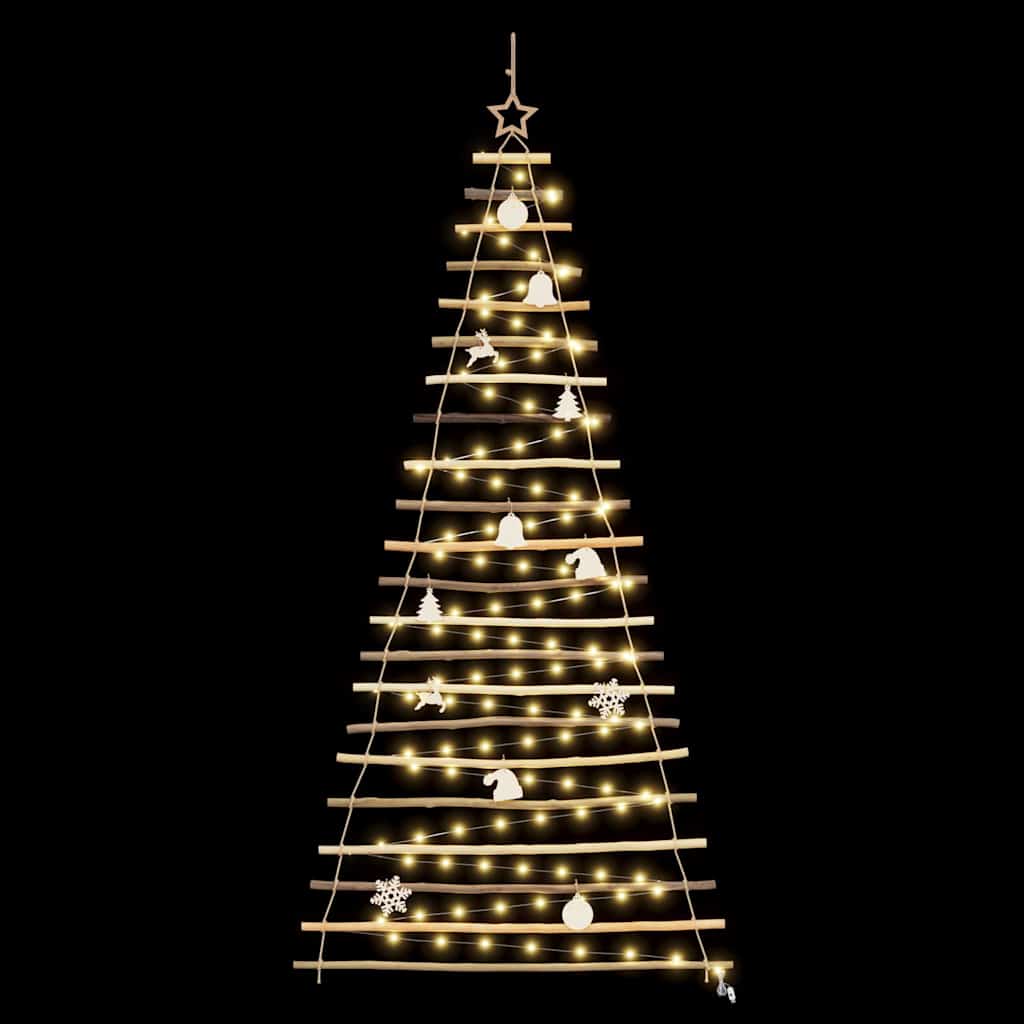 Weihnachtsbaum mit 30 LEDs Natur 90 cm Massives Eschenholz